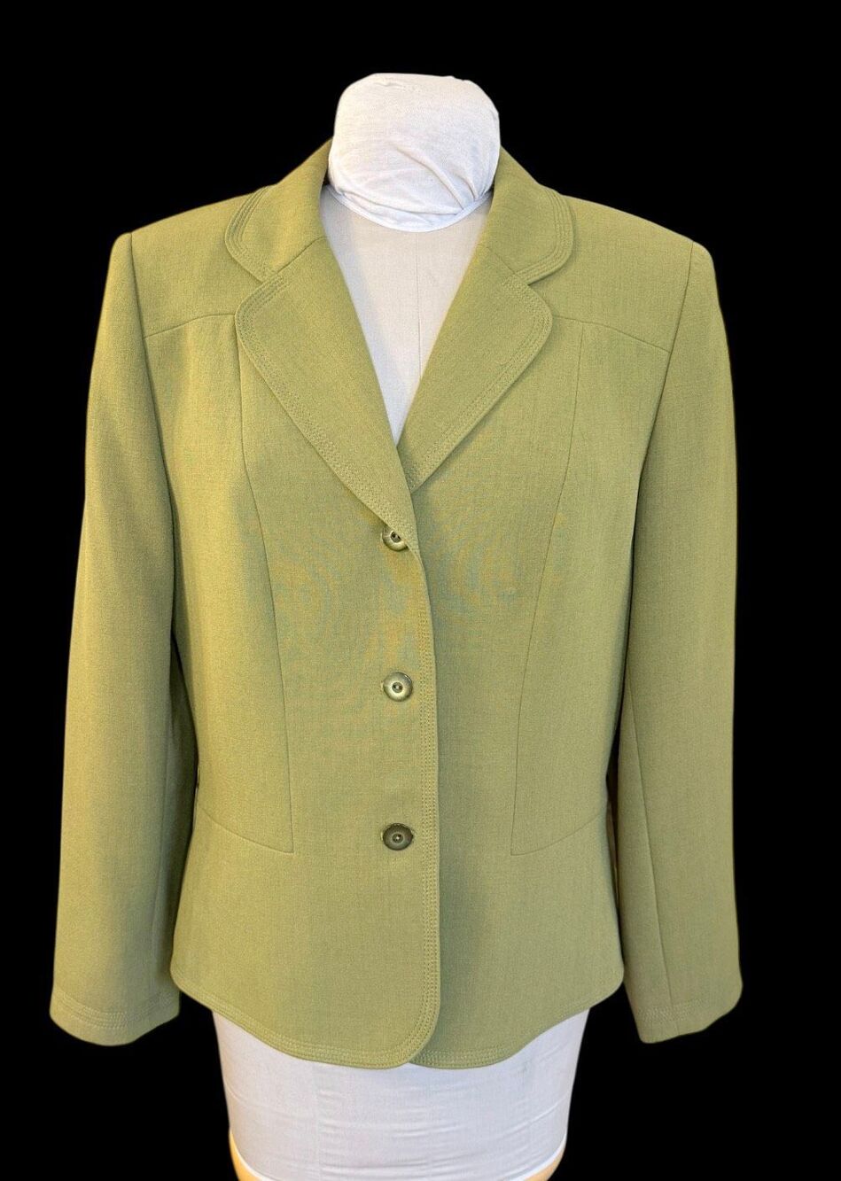 Le Suit Celery Green 3-Button Lined Blazer Set In Waist Sz. 14 Career Profession - Picture 2 of 13